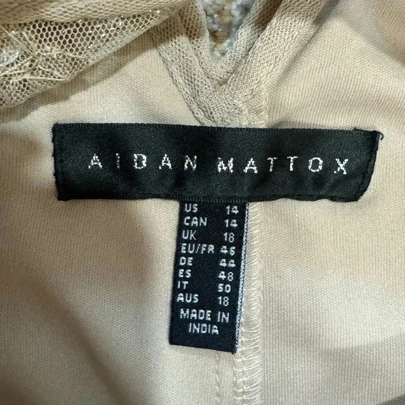 NWT Aidan Mattox Fully Beaded Trapeze Cocktail Dress in Champagne. Size 14 - Picture 13 of 14